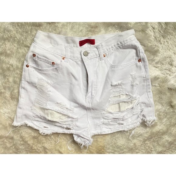 Signature 8 white distressed denim cut off shorts sz Small - Picture 4 of 4